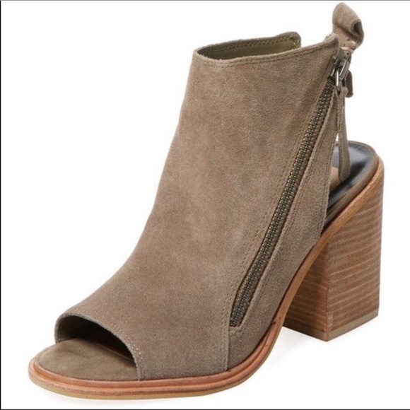 Dolce Vita Shoes - Dolce Vita Petra Taupe Suede Peep Toe Heels